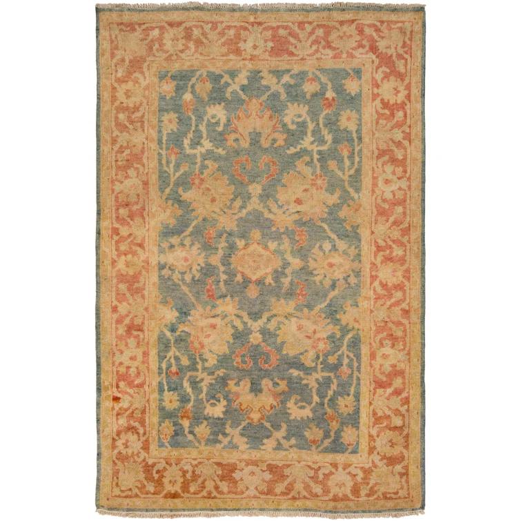 Traditional Elegance Hand-Knotted Wool Area Rug with Fringe - Blue & Multicolor