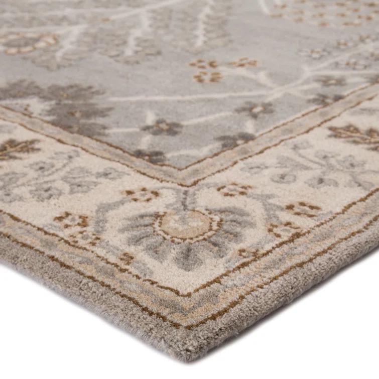 Elegant Gray Hand-Tufted Wool Rectangular Area Rug, 2'x3'