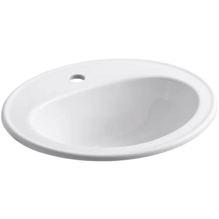 Pennington Ceramic Oval Drop-In Bathroom Sink with Overflow