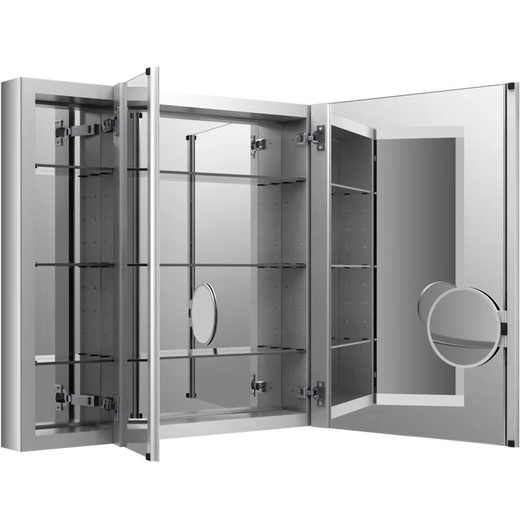 KOHLER Verdera® Aluminum Triple-Door Medicine Cabinet, Frameless with Adjustable Shelves
