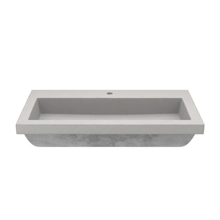 Native Stone Handcrafted Concrete 36" Trough Bathroom Sink