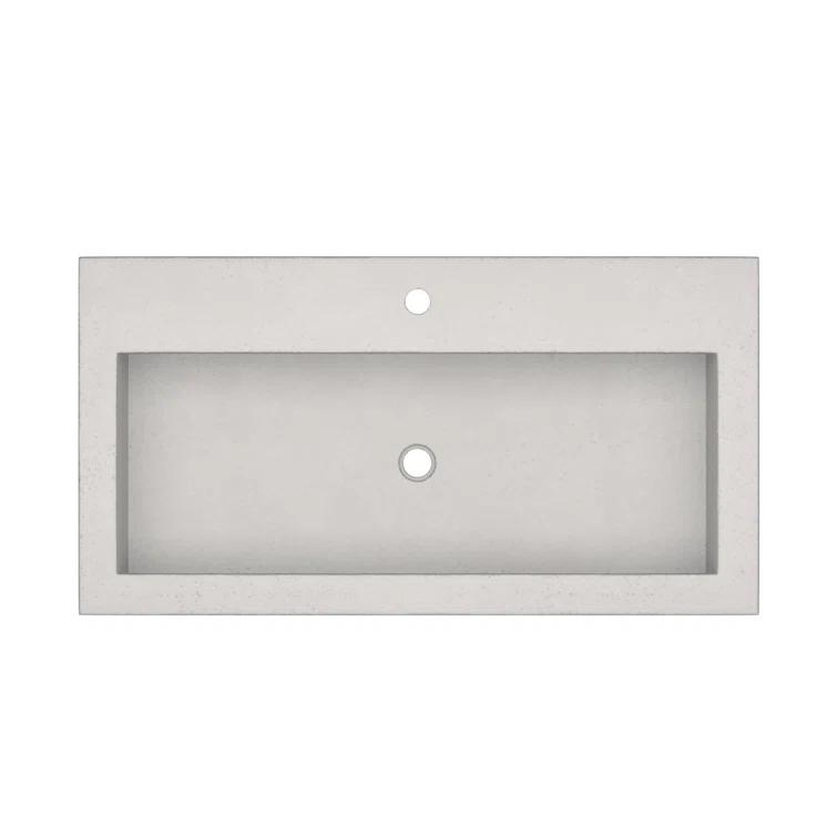 Native Stone Handcrafted Concrete 36" Trough Bathroom Sink