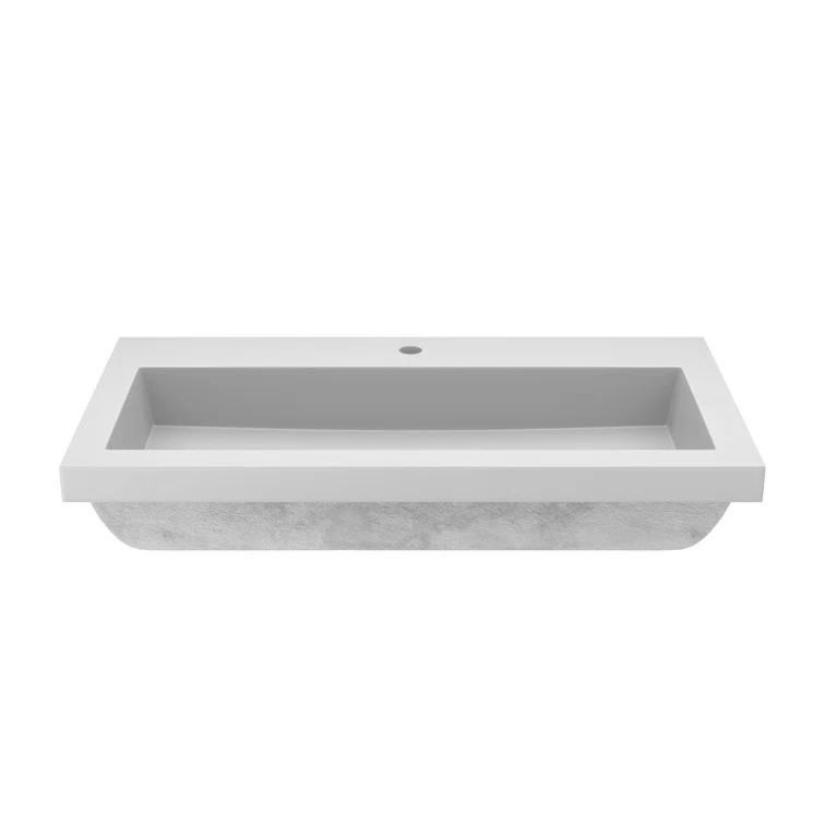 Native Stone Handcrafted Concrete 36" Trough Bathroom Sink