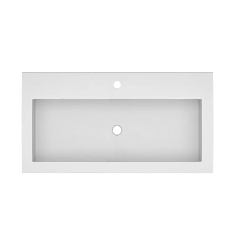 Native Stone Handcrafted Concrete 36" Trough Bathroom Sink