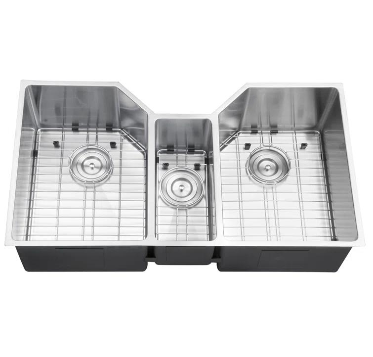 Ruvati 35" Triple Bowl Undermount 16 Gauge Stainless Steel Kitchen Sink