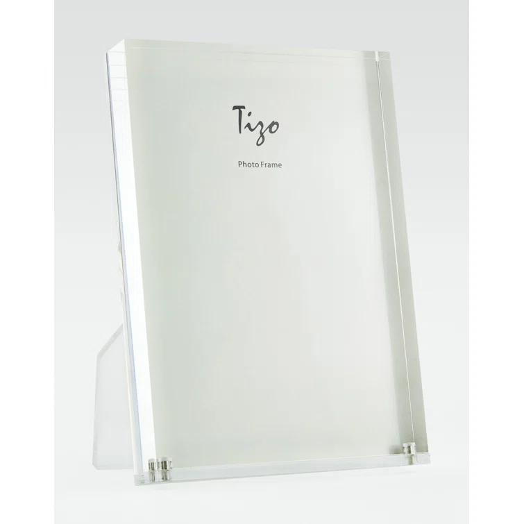 TIZO Design Vertical 5x5 Lucite Picture Frame, Durable 1 Inch Thick Clear Lucite & Magnetic Closures, Elegant & Practical Boutique Quality Photo Frame (Multiple Colors Available)