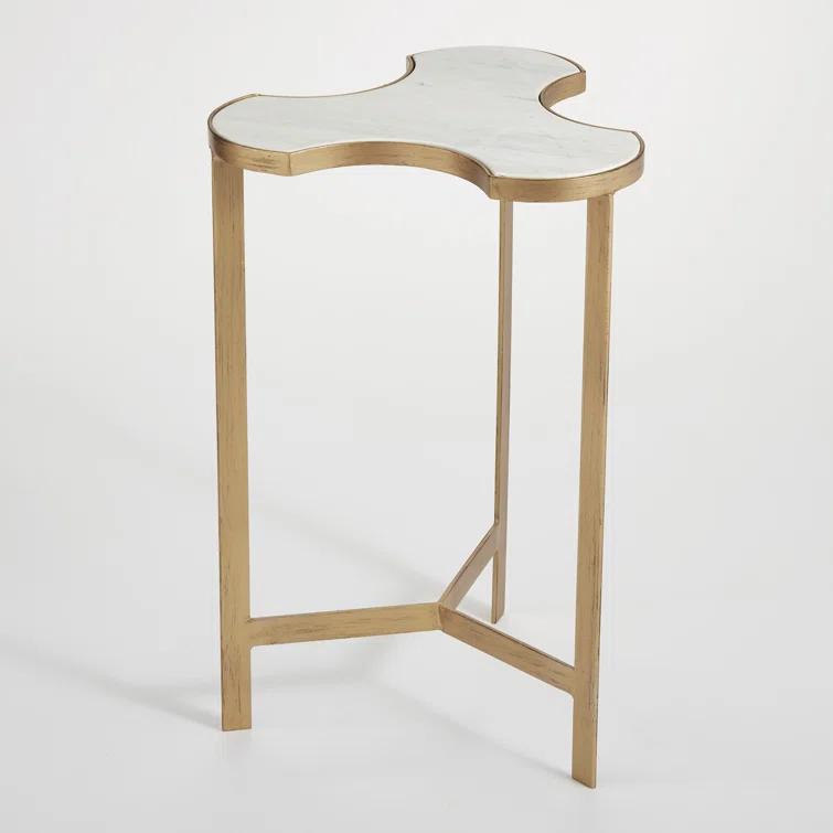 Studio A Home Link Bunching Table-Gold w/White Marble Top