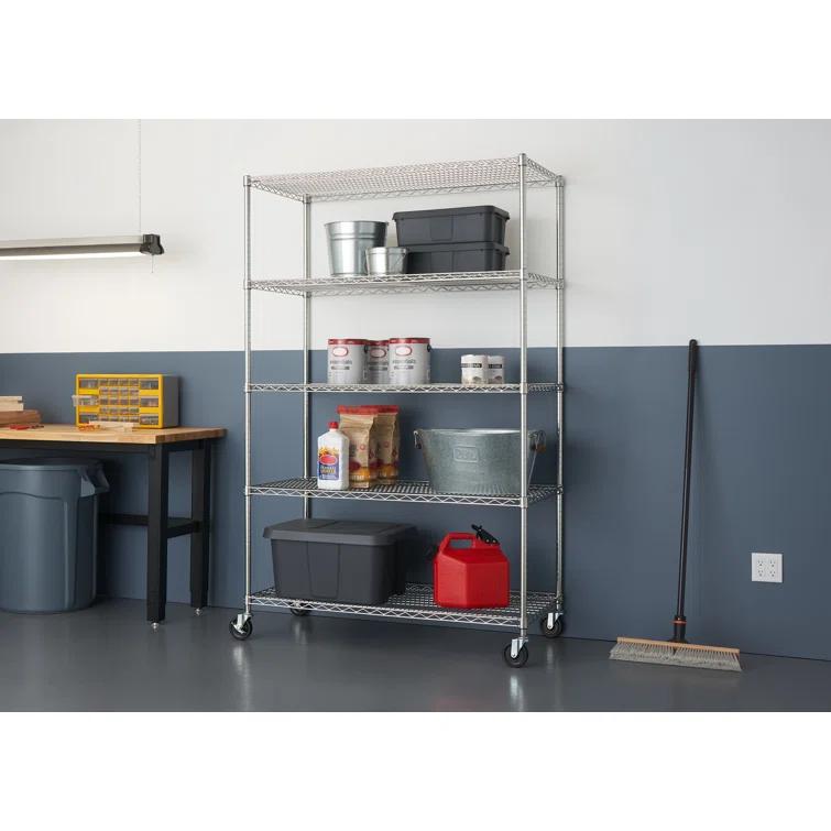 Trinity TRINITY EcoStorage 5-Tier NSF Steel Wire Shelving Unit w/ Wheels (48 in. W x 24 in. D)