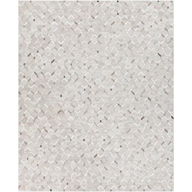 Gray Geometric Handmade Viscose and Cotton Area Rug 8' x 10'
