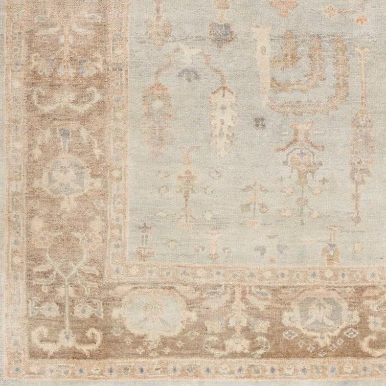 Gray Hand-Knotted Wool Rectangular 9' x 13' Area Rug