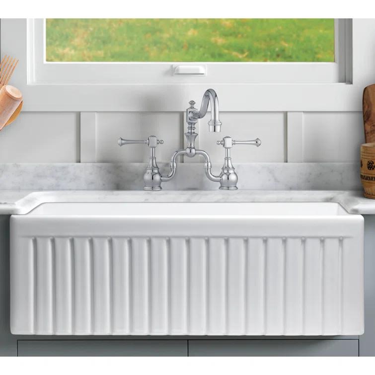 Sutton Place Fireclay 32.99" L x 18.11" W Farmhouse Kitchen Sink