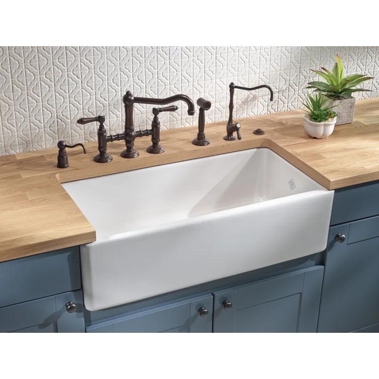 Lancaster 36" Single Bowl Farmhouse Apron Front Fireclay Kitchen Sink