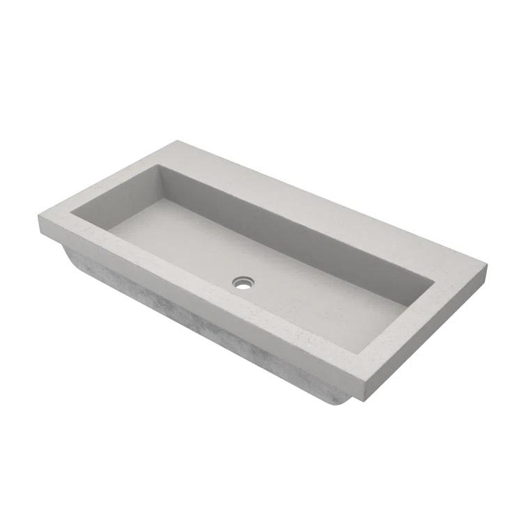 Native Stone Handcrafted Concrete 36" Trough Bathroom Sink