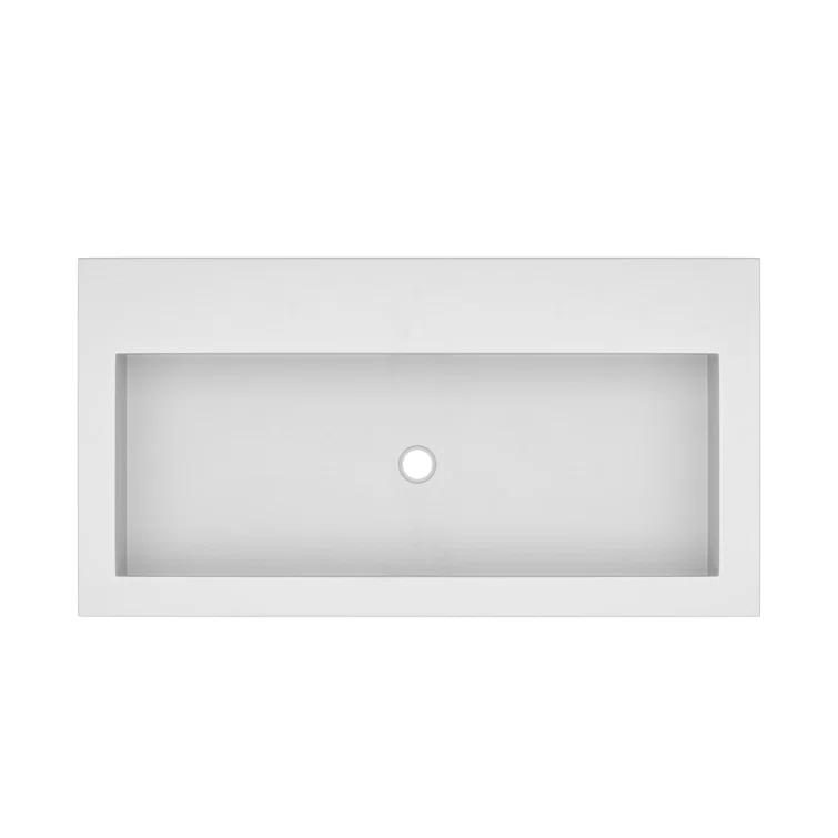 Native Stone Handcrafted Concrete 36" Trough Bathroom Sink