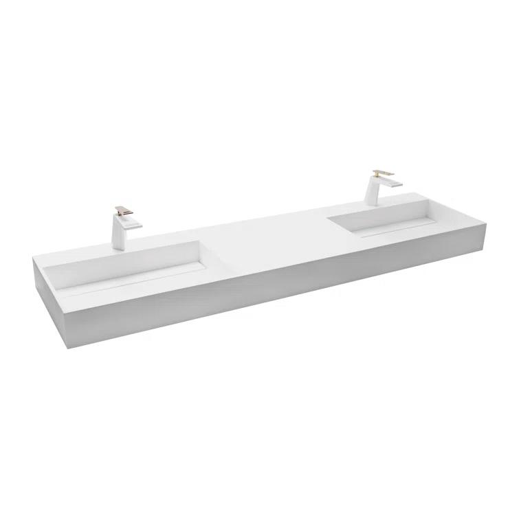 Juniper 72" Rectangular Modern Wall-Mounted Bathroom Sink with Concealed Drain Plate
