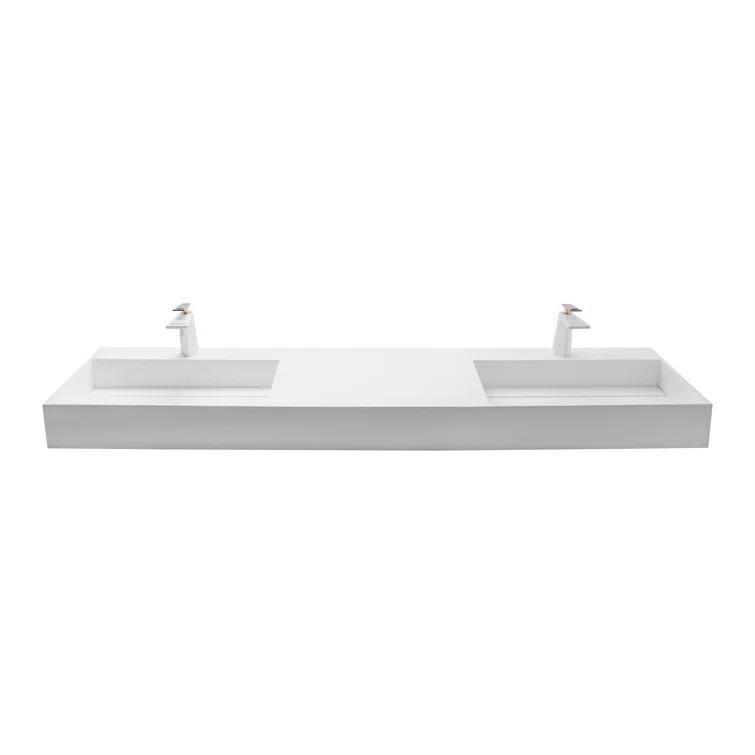 Juniper 72" Rectangular Modern Wall-Mounted Bathroom Sink with Concealed Drain Plate