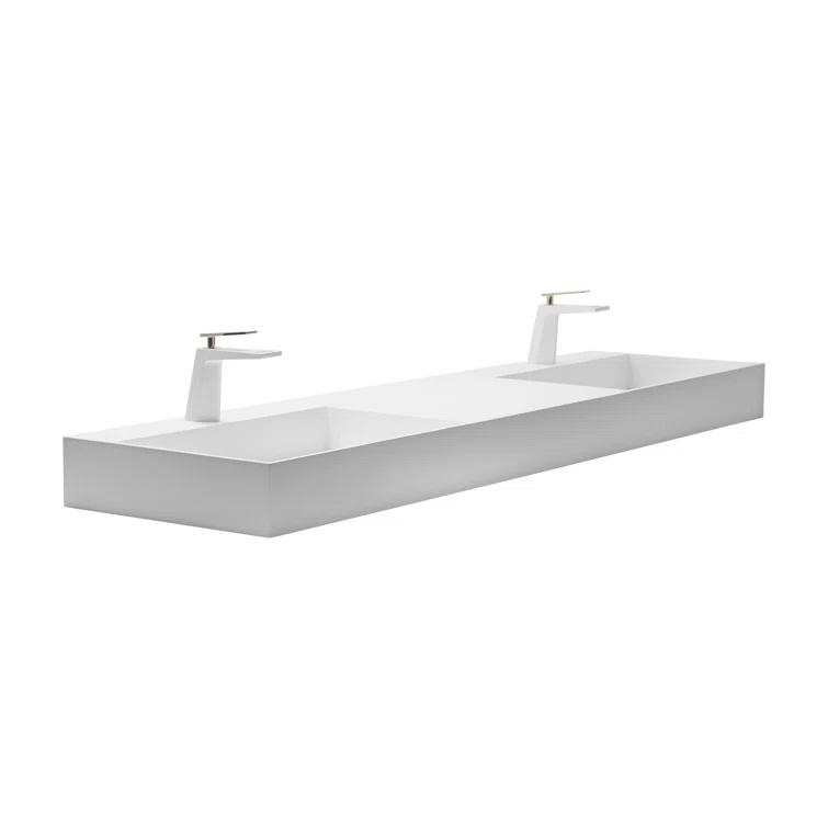 Juniper 72" Rectangular Modern Wall-Mounted Bathroom Sink with Concealed Drain Plate
