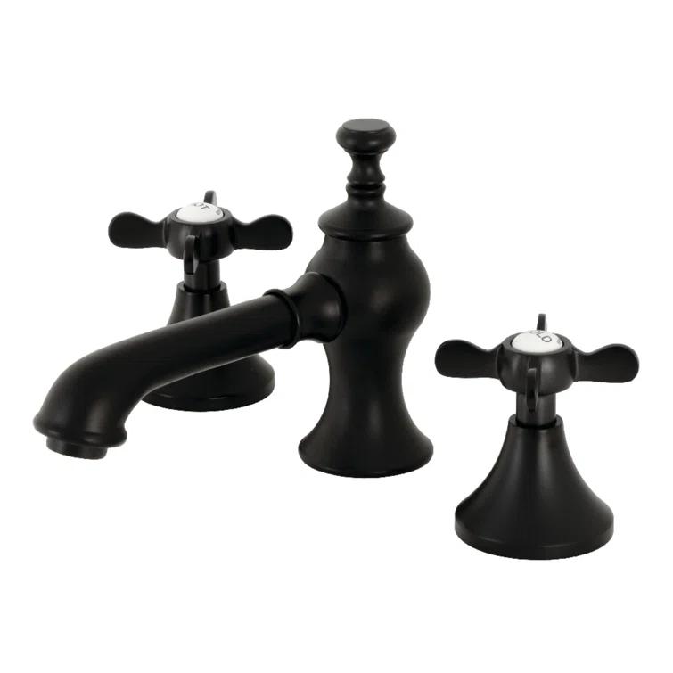 Kingston Brass Essex Two-Handle 3-Hole Deck Mount Widespread Bathroom Faucet with Brass Pop-Up Drain
