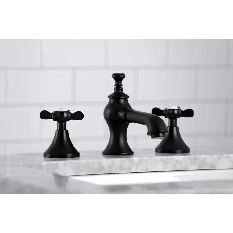 Kingston Brass Essex Two-Handle 3-Hole Deck Mount Widespread Bathroom Faucet with Brass Pop-Up Drain