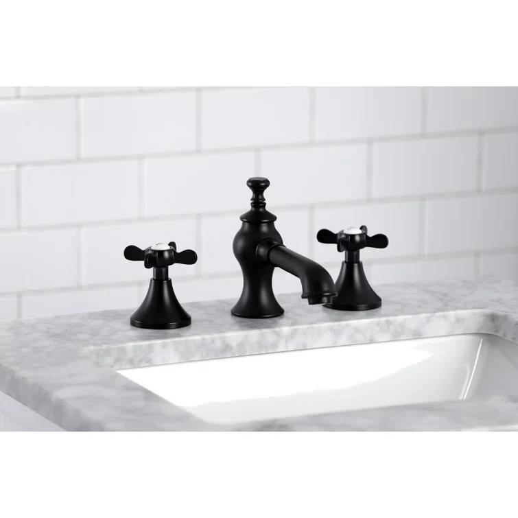 Kingston Brass Essex Two-Handle 3-Hole Deck Mount Widespread Bathroom Faucet with Brass Pop-Up Drain