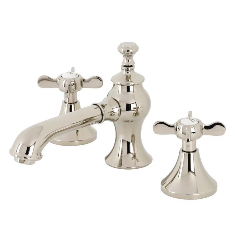 Kingston Brass Essex Two-Handle 3-Hole Deck Mount Widespread Bathroom Faucet with Brass Pop-Up Drain