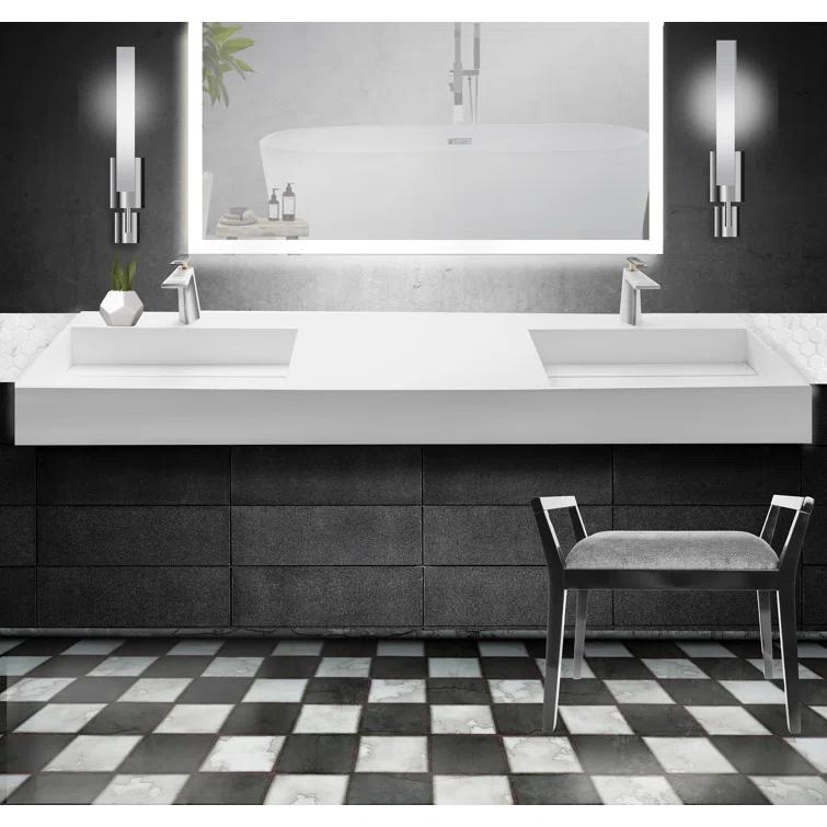 Juniper 72" Rectangular Modern Wall-Mounted Bathroom Sink with Concealed Drain Plate