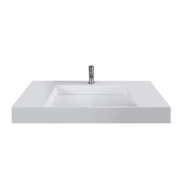 Juniper 48 inch Modern Rectangular Wall Mounted Bathroom Sink with Concealed Drain