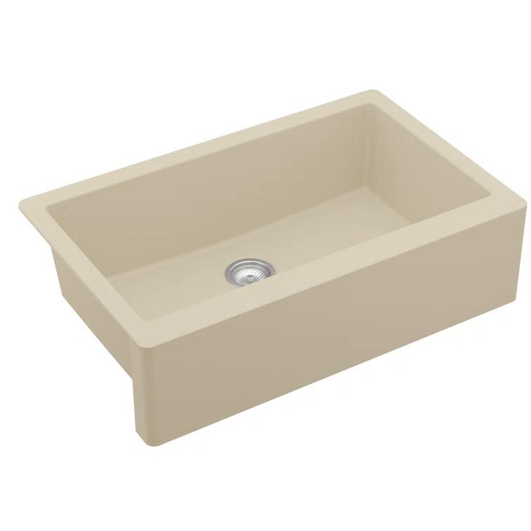 Karran Farmhouse/Apron-Front Quartz Composite 34'' X 21-1/4'' Single Bowl Kitchen Sink