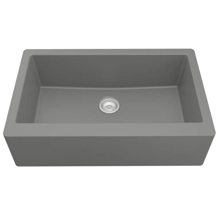 Karran Farmhouse/Apron-Front Quartz Composite 34'' X 21-1/4'' Single Bowl Kitchen Sink