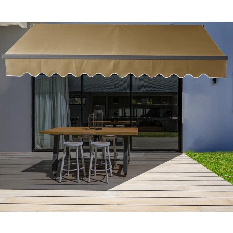 Retractable Home Patio Awning | Deck Canopy |UV Protection Sunshade | Manual Black Frame | Upgraded 2024
