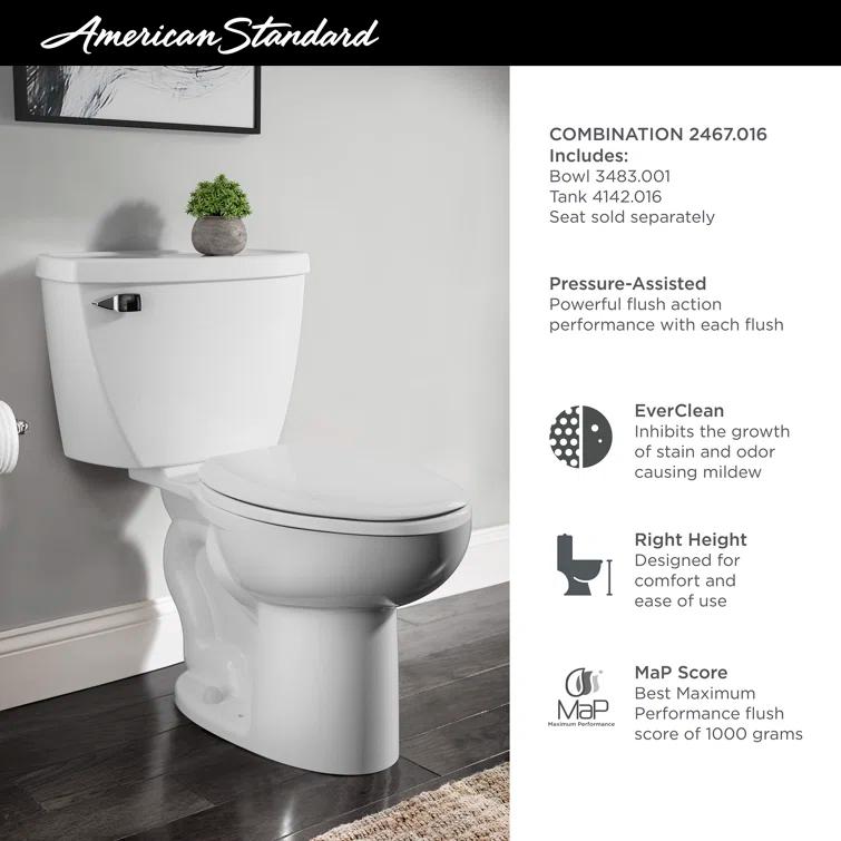 American Standard Cadet 1.6 Gallons GPF Elongated Comfort Height Floor Mounted Kit (Seat Not Included)
