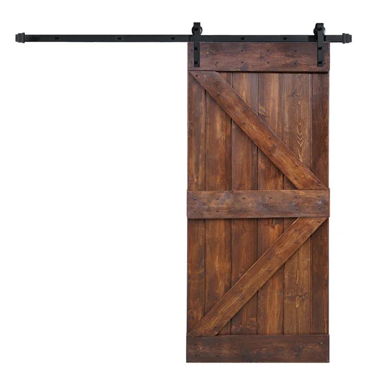 Paneled Wood and Metal K Series DIY Knotty Barn Door with Installation Hardware Kit