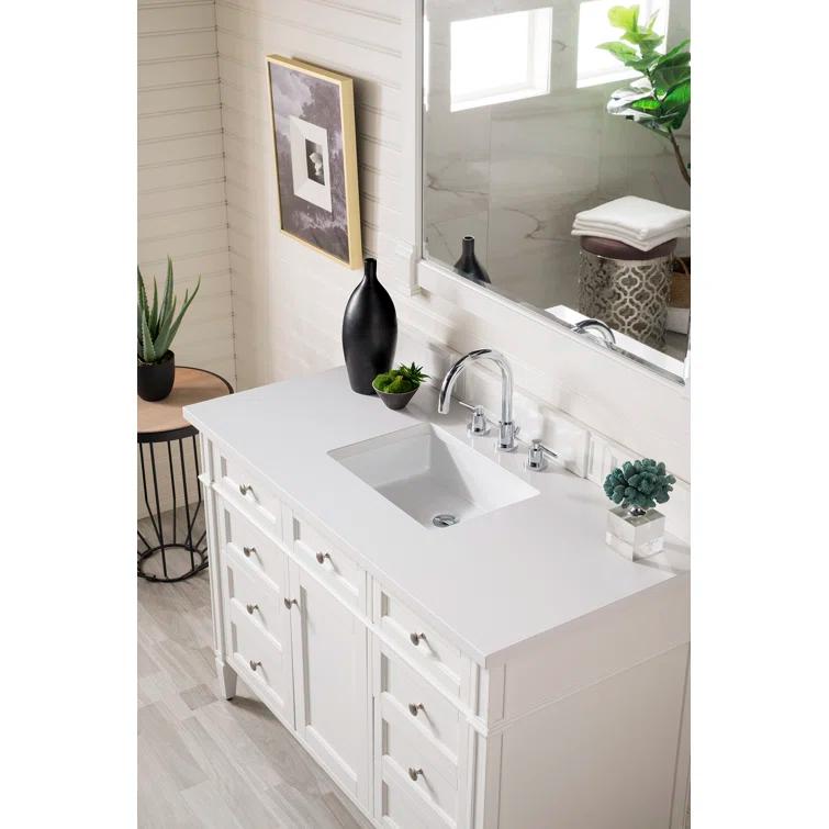 Bright White 47" Plywood Single Vanity with Satin Nickel Hardware