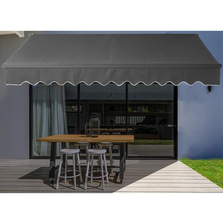 Retractable Home Patio Awning | Deck Canopy |UV Protection Sunshade | Manual Black Frame | Upgraded 2024