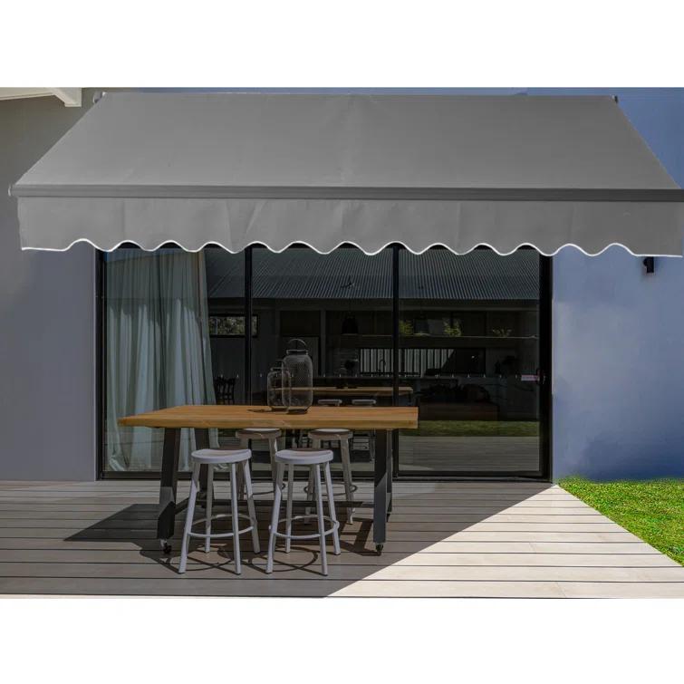 Retractable Home Patio Awning | Deck Canopy |UV Protection Sunshade | Manual Black Frame | Upgraded 2024