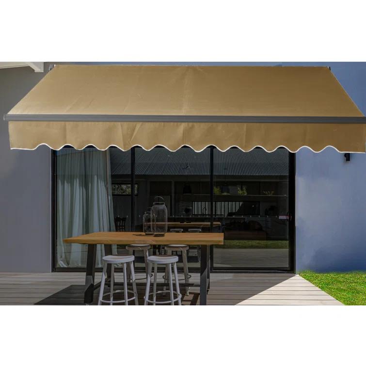 Retractable Home Patio Awning | Deck Canopy |UV Protection Sunshade | Manual Black Frame | Upgraded 2024