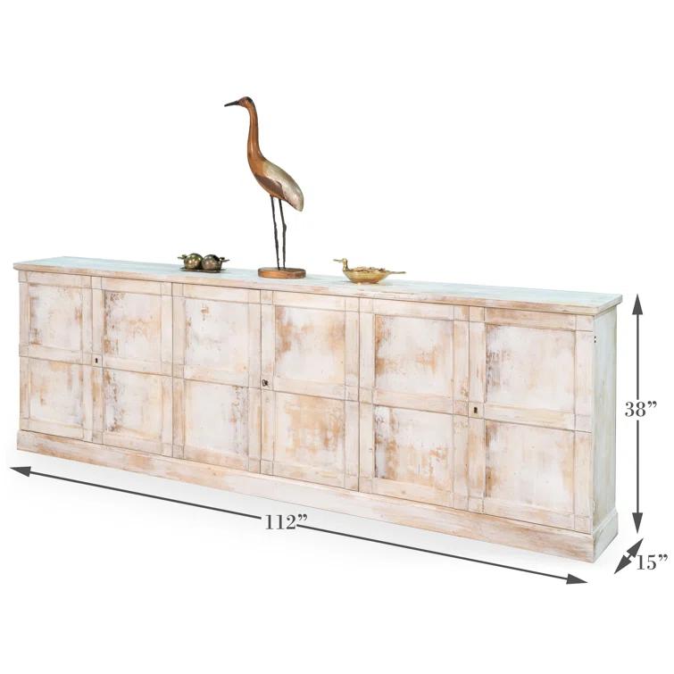 Luciana 112" Distressed White Wood Buffet