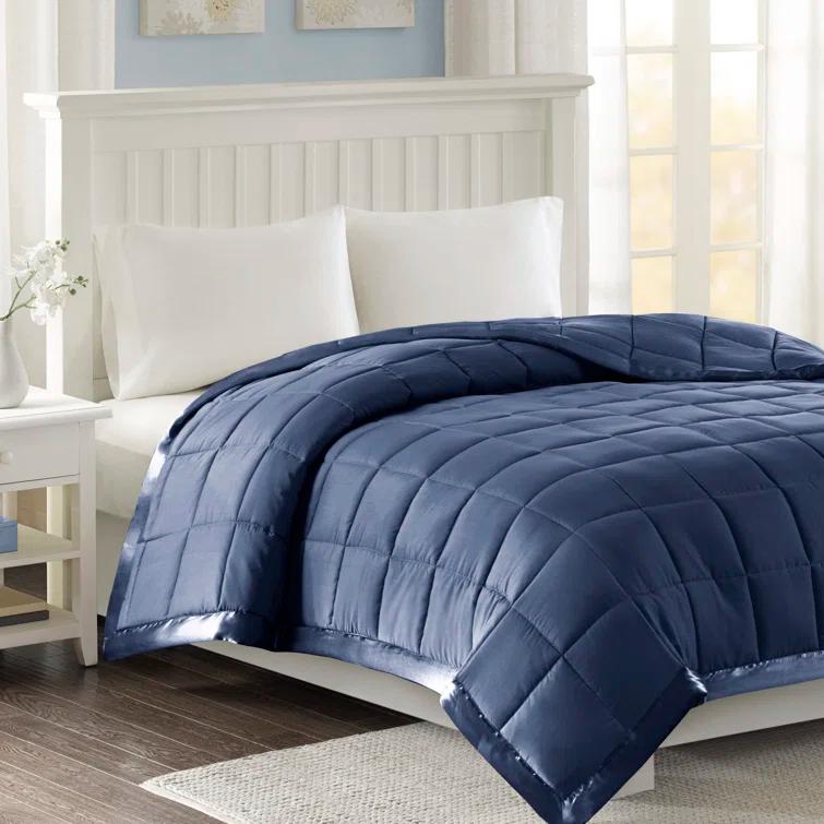 Lightweight Down Alternative Blanket with Satin Trim