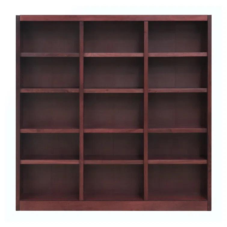 Winston Porter Flannagan Triple Wide Wood Bookcase, 15 Bookshelf, 72 inch Tall Storage and Display Bookshelf for Home Office and Living Room