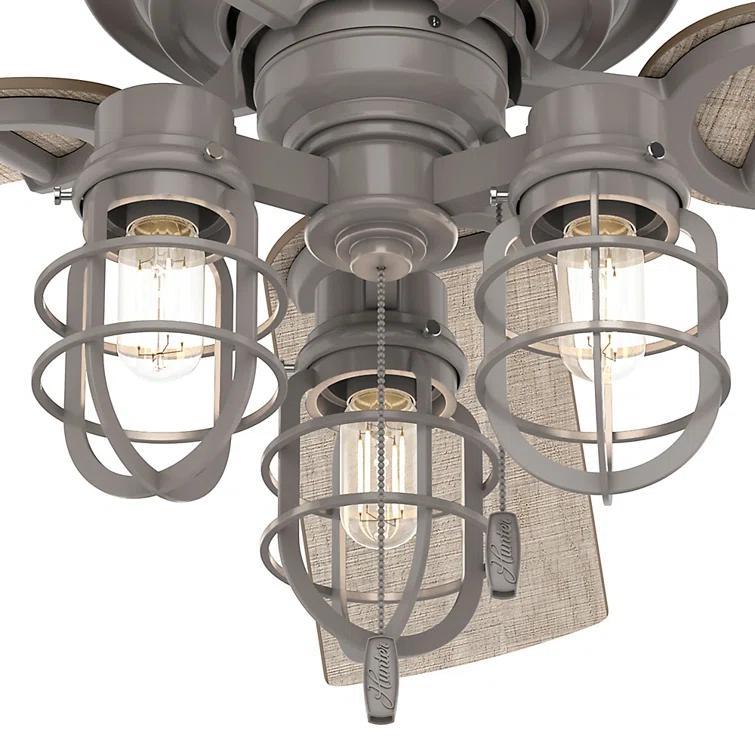 Hunter Fan 52" Starklake 5 - Blade Outdoor Standard Ceiling Fan with Pull Chain and Light Kit Included