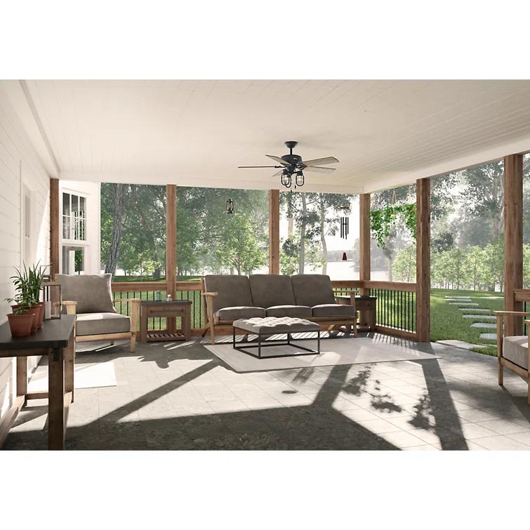 52" Starklake 5 - Blade Outdoor Standard Ceiling Fan with Pull Chain and Light Kit Included