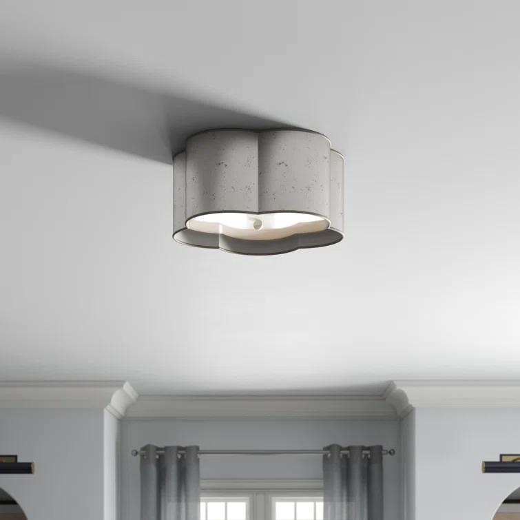 Gold and White Glass Flower Flush Mount Ceiling Light