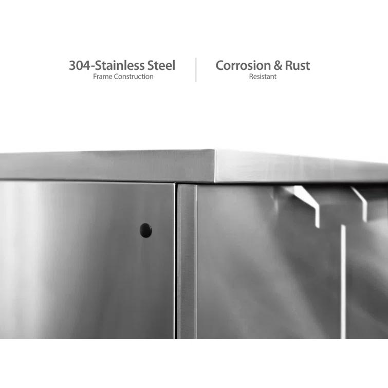 Outdoor Kitchen Cabinets 97" W x 24" D Stainless Steel 5-Piece Set with Covers