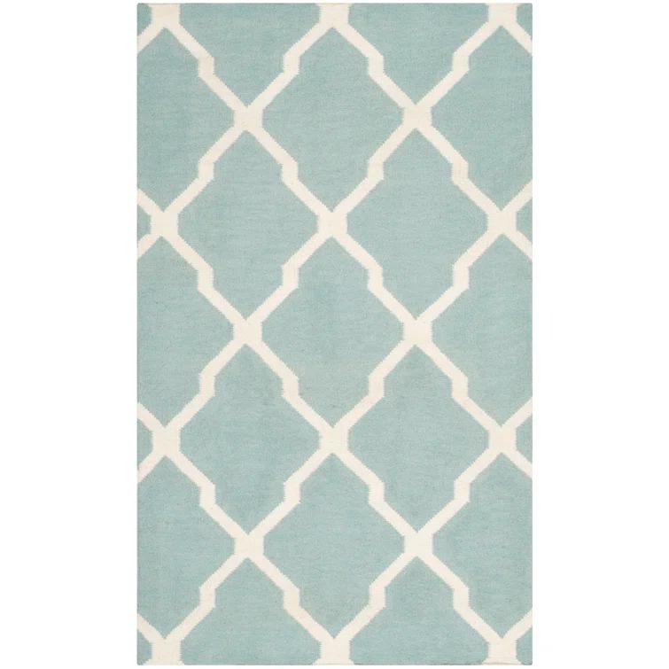 Dhurrie Hand Woven Flat Weave 80% Wool, 20% Cotton Geometric Rug