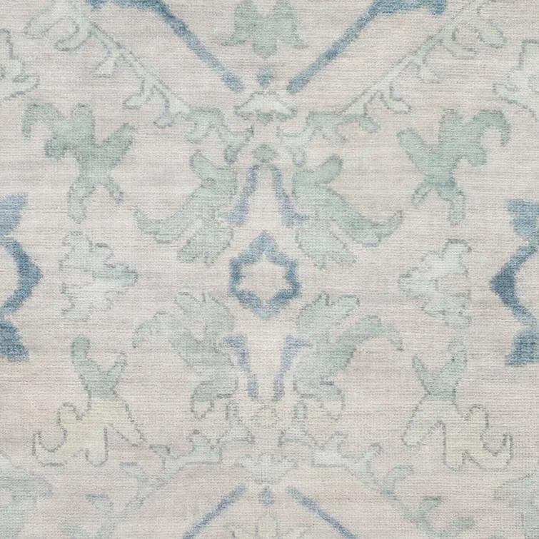 Blue Wool Hand-Knotted Floral 6' x 9' Area Rug