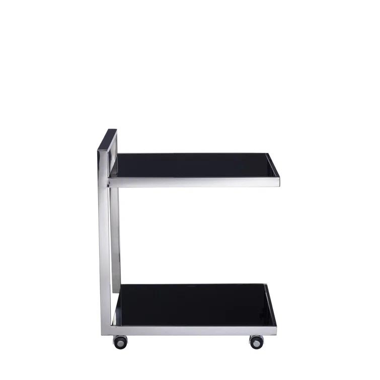 Pasargad Home Glass & Steel Serving Table