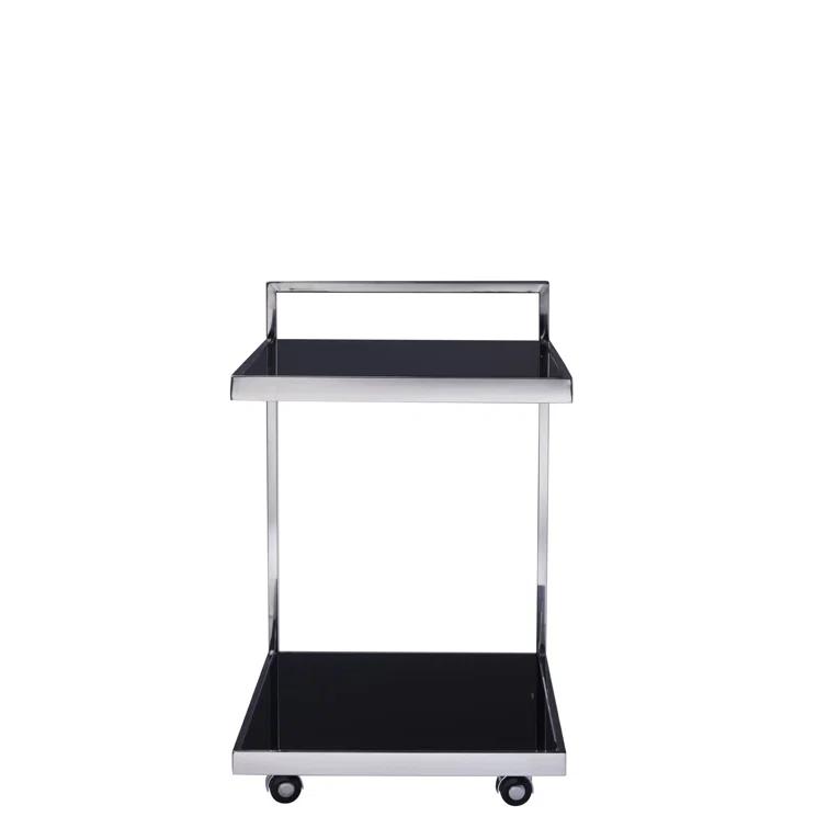 Pasargad Home Glass & Steel Serving Table