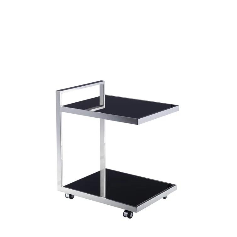 Pasargad Home Glass & Steel Serving Table