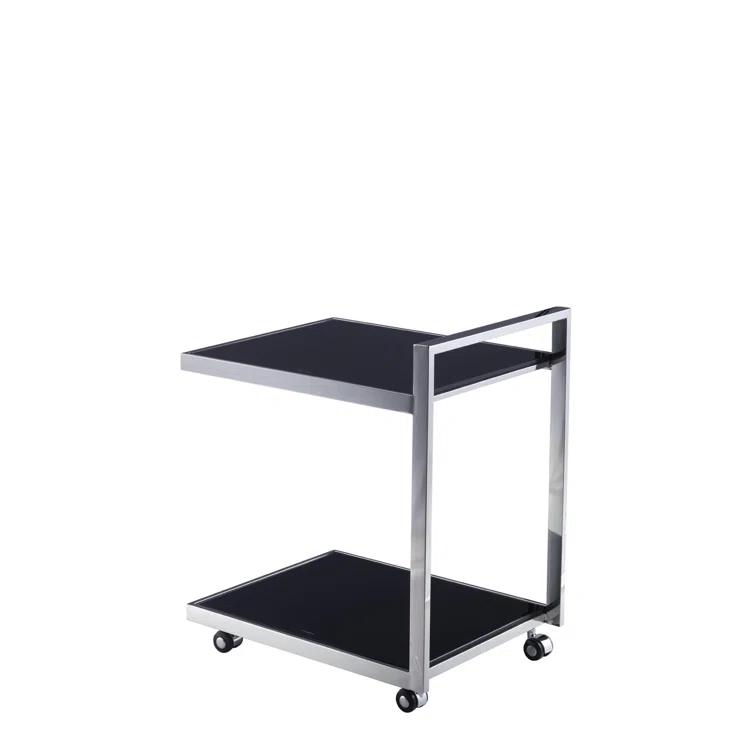 Pasargad Home Glass & Steel Serving Table