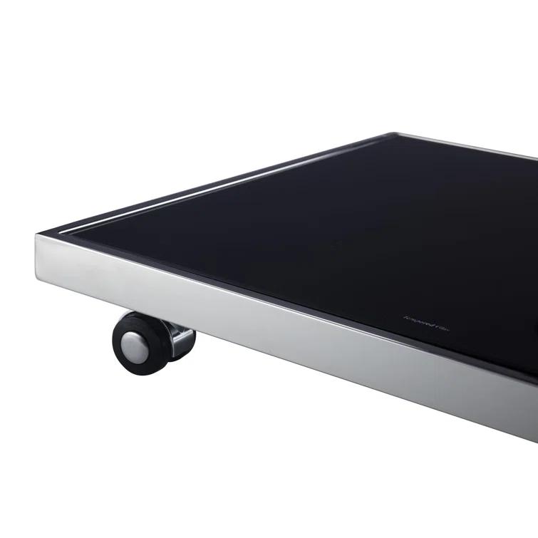 Pasargad Home Glass & Steel Serving Table